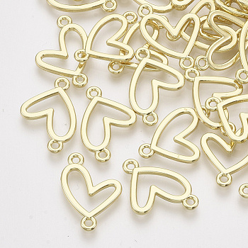 Alloy Links connectors, Heart, Light Gold, 17.5x13.5x1mm, Hole: 1.2mm