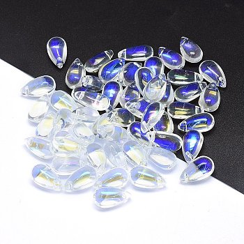 Transparent Glass Charms, Teardrop, Clear AB, 14x8x5mm, Hole: 1.2mm