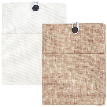 2Pcs 2 Colors Cotton & Linen Book Sleeve with Button & Front Pocket, Book Protector Fabric Book Covers for Book Lovers, Rectangle, Mixed Color, 25x19x1.45cm, 1pc/color