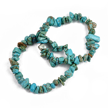 Unisex Chip Synthetic Turquoise(Dyed) Beaded Stretch Bracelets, Inner Diameter: 1-3/4~2 inch(4.5~5cm)