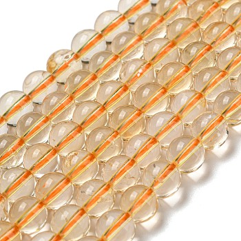 Natural Citrine Beads Strands, Round, 6mm, Hole: 1mm, about 65pcs/strand, 15 inch
