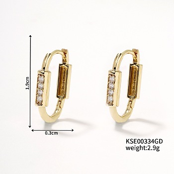 Elegant and Sparkling Women's Hoop Earrings with European and American Style, Golden, 19x3mm