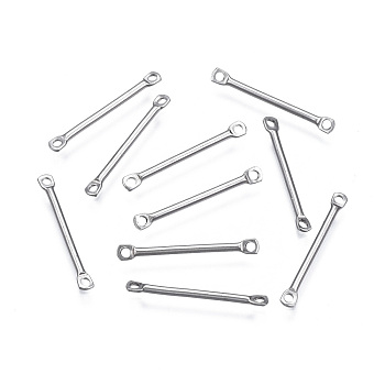 304 Stainless Steel Link Connectors, Stainless Steel Color, 20x2x1mm, Hole: 1.2mm