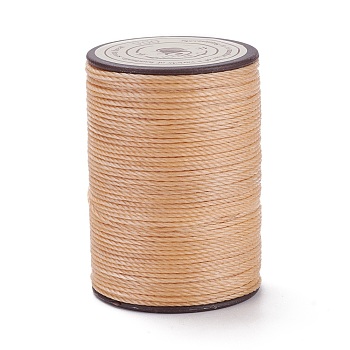 Round Waxed Polyester Thread String, Micro Macrame Cord, Twisted Cord, for Leather Sewing Stitching, BurlyWood, 0.8mm, about 54.68 Yards(50m)/Roll