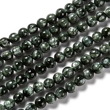 Natural Seraphinite Beads Strands, Round, Grade A, 6mm, Hole: 1mm, about 63pcs/strand, 15.67 inch(39.8cm)