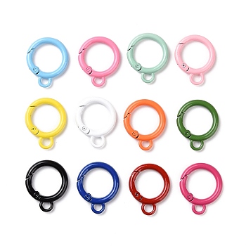 Spray Painted Alloy Spring Gate Rings, Rings, Mixed Color, 31x25x4mm, Hole: 4.8mm, inner diameter: 18mm