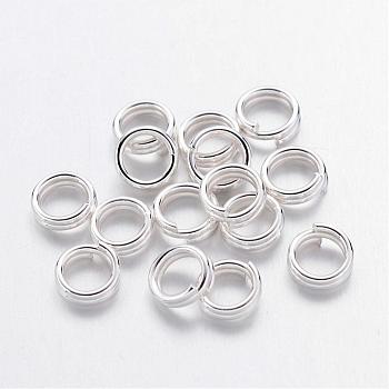 Iron Split Rings, Double Loops Jump Rings, Cadmium Free & Lead Free, Silver Color Plated, 4x1.4mm, about 3.3mm inner diameter, about 990pcs/50g