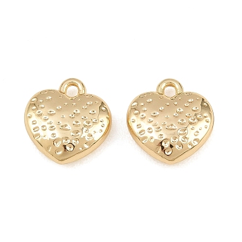 Alloy Charms, Hammered Heart Charms, Rack Plating, Cadmium Free & Lead Free, Golden, 12x11x4mm, Hole: 1.4mm