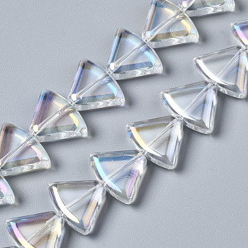 Electroplate Glass Beads Strands, AB Color, Triangle, Clear AB, 12x16x5mm, Hole: 1mm, about 50pcs/strand, 24.02 inch(61cm)