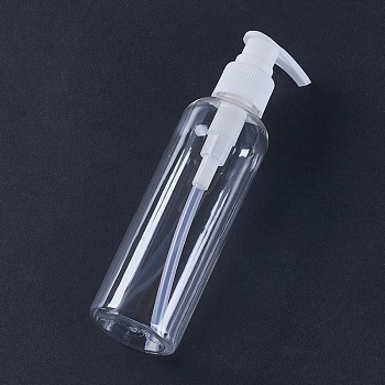 PET Plastic Cosmetic Lotion Pump Bottle Packaging, Refillable Bottles, Clear, 17.9x4.6cm,capacity: about 200ml