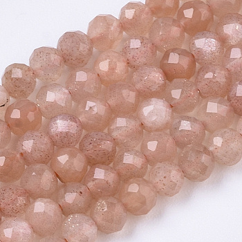 Natural Sunstone Beads Strands, Faceted, Round, 3mm, Hole: 0.7mm, about 120pcs/strand, 15.75 inch(40cm)