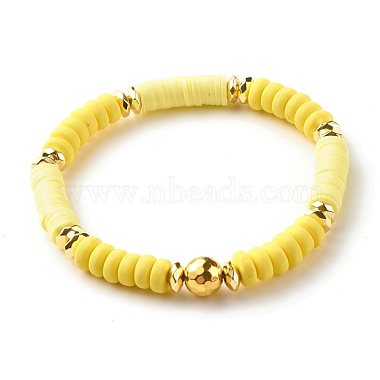 Wood & Stone & Polymer Clay Heishi Beads Stretch Bracelets Sets, Power  Stackable Bracelets with Sunflower Charm for Women, Yellow, Inner Diameter:  2