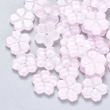 12mm Pink Flower Glass Beads