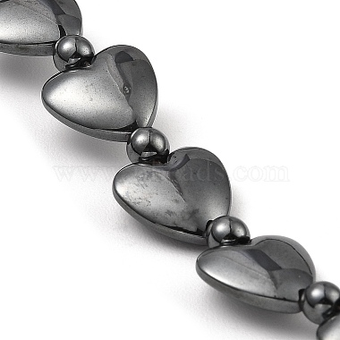 Colliers de perles d'hématite non magnétiques synthétiques en forme de cœur pour femmes et hommes(NJEW-E097-08)-2
