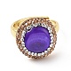 Adjustable Dyed Shell Nugget Ring with Rhinestone(RJEW-A011-01G)-3