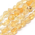 Natural Citrine Beads Strands, Tumbled Stone, Nuggets, 6~10x5~6.5x3~6mm, Hole: 1mm, about 15.55 inch(39.5cm)(X-G-P331-03A)