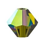 Preciosa&reg Crystal Beads, Czech Crystal, Bicone(451 69 302 Rondelle), 50230 200 Olivine AB, 4mm, Hole: 0.8mm(X-PRC-BA4-50230-200)