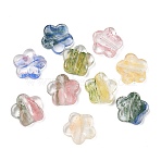 Glass Beads, Flower, Mixed Color, 15x15x4~4.5mm, Hole: 1mm(GLAA-A043-03)