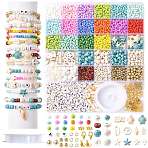 DIY Bracelets Making Kits, Including Glass Seed Beads, CCB Beads, Acrylic Beads, Synthetic Turquoise Beads and Elastic Thread, Mixed Color, 4~5x3~5mm, Hole: 1.2~1.5mm(DIY-FS0010-06)