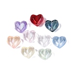 Transparent Glass Beads, Faceted, Heart, Dyed & Hearted, with Glitter Powder, Mixed Color, 12.5~13x14.5~15x9~9.5mm, Hole: 0.8~1.2mm, about 505pcs/1000g(DGLA-N022-02)