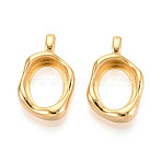 Irregular 925 Sterling Silver Blank Bezel Cup Pendant Cabochon Settings, Oval Open Back Cabochon Trays, with 925 Stamp, Real 24K Gold Plated, 19x11.5x3.5mm, Hole: 3x1.5mm, Tray Size: 9x11mm(STER-T008-85G)