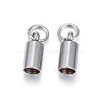 Tarnish Resistant 201 Stainless Steel Cord Ends, End Caps, Column, Stainless Steel Color, 9x4mm, Hole: 3.2mm, Inner Diameter: 3.2mm(STAS-E120-01-3.2mm)