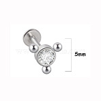 316L Surgical Stainless Steel & G23 Titanium & Crystal Rhinestone Flat Round Cartilage Earrings, Internally Threaded Labrets, Stainless Steel Color, 6mm, Pin: 1.2mm, Pendant: 5mm(WGA7630-19)
