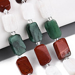 Natural Fuchsite & Red Jasper & Rainbow Moonstone Beads Strands, Rectangle, 11~13x7~9x4~5mm, Hole: 0.8~0.9mm, about 13pcs/strand, 7.28~7.48''(18.5~19cm)(G-T144-14A-01)