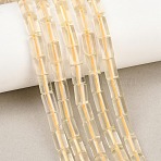 Heated Natural Lemon Quartz Beads Strands, Column, Faceted, 7.5~9x5~5.5mm, Hole: 0.7~0.8mm, about 48pcs/strand, 15.35''(39cm)(G-F832-B01-01)