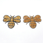 Rhinestones Sew on/Iron on Patches, Appliques, Costume Accessories, Bee, Dark Goldenrod, 68x80x2mm(DIY-WH0176-50B)