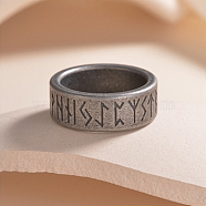 Viking Rune Titanium Steel Finger Rings for Men, Antique Silver, 8mm, Inner Diameter: 18.2mm(WGDF4AB-44)