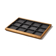 12-Slot Wood with Velvet Jewelry Trays, Jewelry Organizer Holder for Rings Earrings Necklaces Bracelets Storage, Rectangle, Gray, 35.1x24x2cm(VBOX-C003-08B)