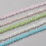 Glass Beads Strands, Imitation Jade Glass, Faceted, Polygon, Mixed Color, 2.5x2.5x2.5mm, Hole: 0.7mm, about 150pcs/strand, 13.39''(34cm)(GLAA-L031-01-A)