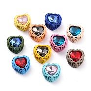 Sew on Rhinestone, Glass Rhinestone, with Brass Findings, Garments Accessories, Imitation Jelly, Heart, Mixed Color, 12.5x12.5x5.7mm, Hole: 1.2mm(RGLA-O001-C01-A11)