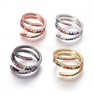 Cubic Zirconia Cuff Rings, Open Rings, with Brass Findings, Mixed Color, Size 5, 15.5mm(RJEW-P074-01)
