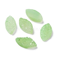 Natural Druzy Agate Cabochons, Dyed, Horse Eye, Light Green, 14x7x3mm(G-L553-45A-03)