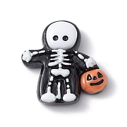 Halloween Theme Opaque Resin Cabochons, Black, Skeleton Pattern, 27x26x7mm(X-RESI-E035-01A)