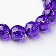 Drawbench Transparent Glass Round Beads Strands, Spray Painted, Purple, 8mm, Hole: 1.3~1.6mm, about 100pcs/strand, 31.4 inch(X-GLAD-Q012-8mm-16)