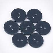 2-Hole Resin Buttons, Two Tone, Flat Round, Prussian Blue, 25.5x3.5mm, Hole: 3mm(RESI-S374-23C)