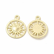 Rack Plating Alloy Pendants, Cadmium Free & Nickel Free & Lead Free, Flat Round with Sun Pattern Charm, Light Gold, 20x16x2mm, Hole: 1.6mm(FIND-G054-01LG)
