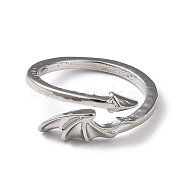 Alloy Wing Open Cuff Ring for Women, Antique Silver, Wide: 1.5~9.5mm, US Size 8 1/2(18.5mm)(RJEW-K239-17D-AS)