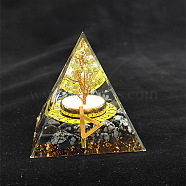 Orgonite Pyramid Resin Energy Generators, Reiki Natural Snowflake Obsidian Chips and Tree Inside for Home Office Desk Decoration, 60x60x60mm(PW-WG82282-01)