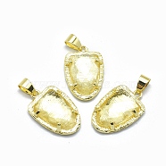 Natural Quartz Crystal Pendants, with Brass Findings,  Faceted, Golden, 22.5x14.5x5mm, Hole: 4x5.5mm(G-O176B-11G)