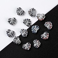 Czech Glass Beads, Maple Leaf, Gray, 10.5x13x4mm, Hole: 0.8mm, about 11pcs/10g(X-GLAA-L025-C23)