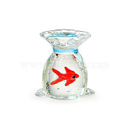 Glass Cat Pocket Fish Figurines, for Home Car Desktop Decoration, Fish, 20.3x36x39mm(PW-WG96552-03)