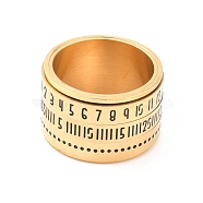 Titanium Steel Spinner Ring, with Number Pattern, Wide Band Rings for Unisex, Golden, 14mm, Inner Diameter: 17.1mm(RJEW-C019-08G)