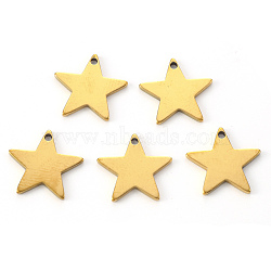 PVD Vacuum Plating 304 Stainless Steel Charms, Laser Cut, Star, Real 18K Gold Plated, 12x13x1mm, Hole: 1mm(STAS-N092-67G)