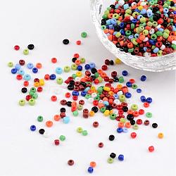 12/0 Opaque Colours Round Glass Seed Beads, Mixed Color, Size: about 2mm in diameter, hole:1mm, about 3303pcs/50g(X-SEED-A010-2mm-51)