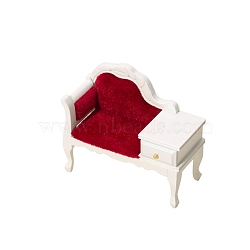 Mini Wood Sofa with Cabinet Furniture Model, Miniature Dollhouse Decorations Accessories, Red, 95x42x80mm(MIMO-PW0003-014)