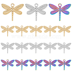 18Pcs 3 Colors 304 Stainless Steel Pendants, Dragonfly, Mixed Color, 20x25x2mm, Hole: 2mm, 6pcs/color(STAS-DC0013-16)